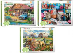 EUROGRAPHICS CASSE-TÊTE CONNEXION 48 PIÈCES - MAGASIN DE CAMPAGNE/CHATONS DE LA SALLE DE COUTURE/PRINTEMPS DE CHIOT ASST #9748-0874 (1125)